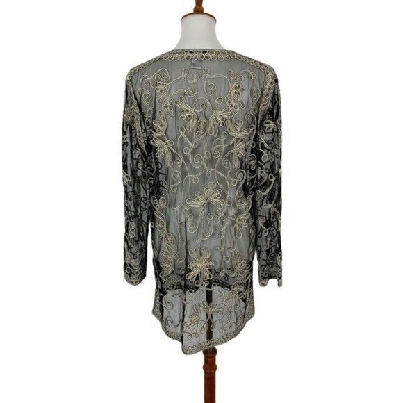 Sophie Chang Sheer Cardigan Large Embroidered Lace Boho Festival - Picture 5 of 6